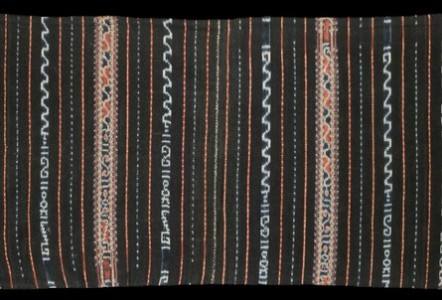 "Tais (sarong)"(detail),Timor, Timor-Leste, 1950, Cotton, hand spun, medium - plus pinstripes in commercial thread, 50 x 134 cm